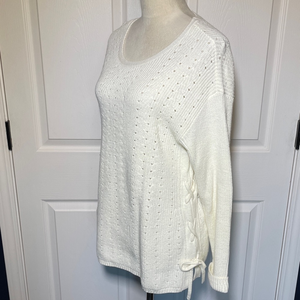 TALBOT’S POINTELLE EYELET DETAIL PULLOVER SWEATER MEDIUM